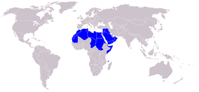 국가에 따른 아랍어 사용자 수