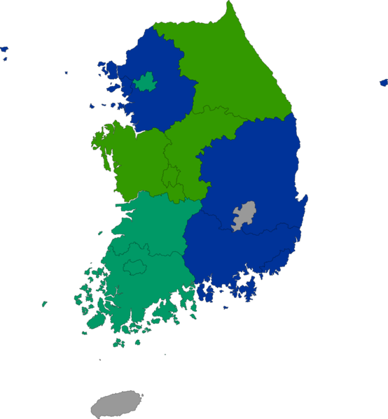 파일:Republic of Korea local election 1995 result (Metropolitan city or Province).png