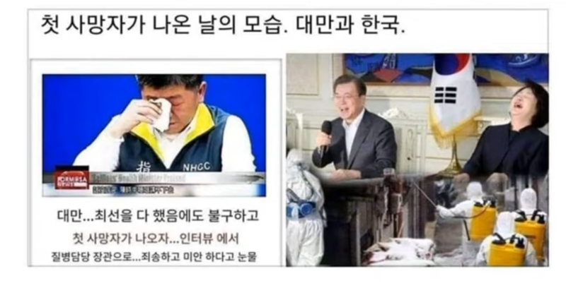 파일:코로나19 첫사망자 발생당일 대만과 한국의 모습.png